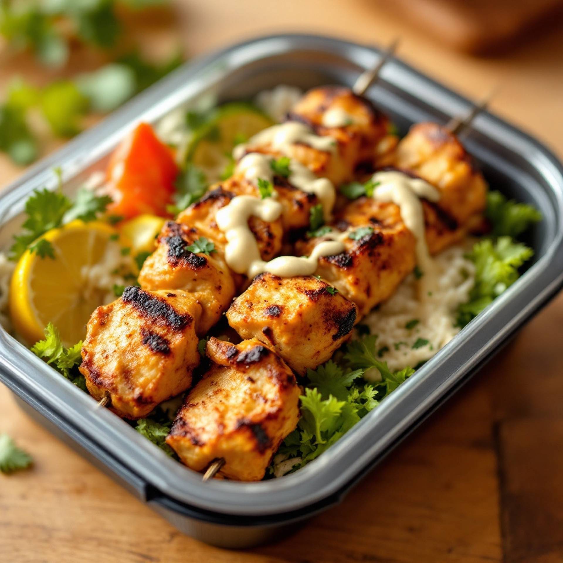 Grilled Chicken Kebabs with Tahini Sauce