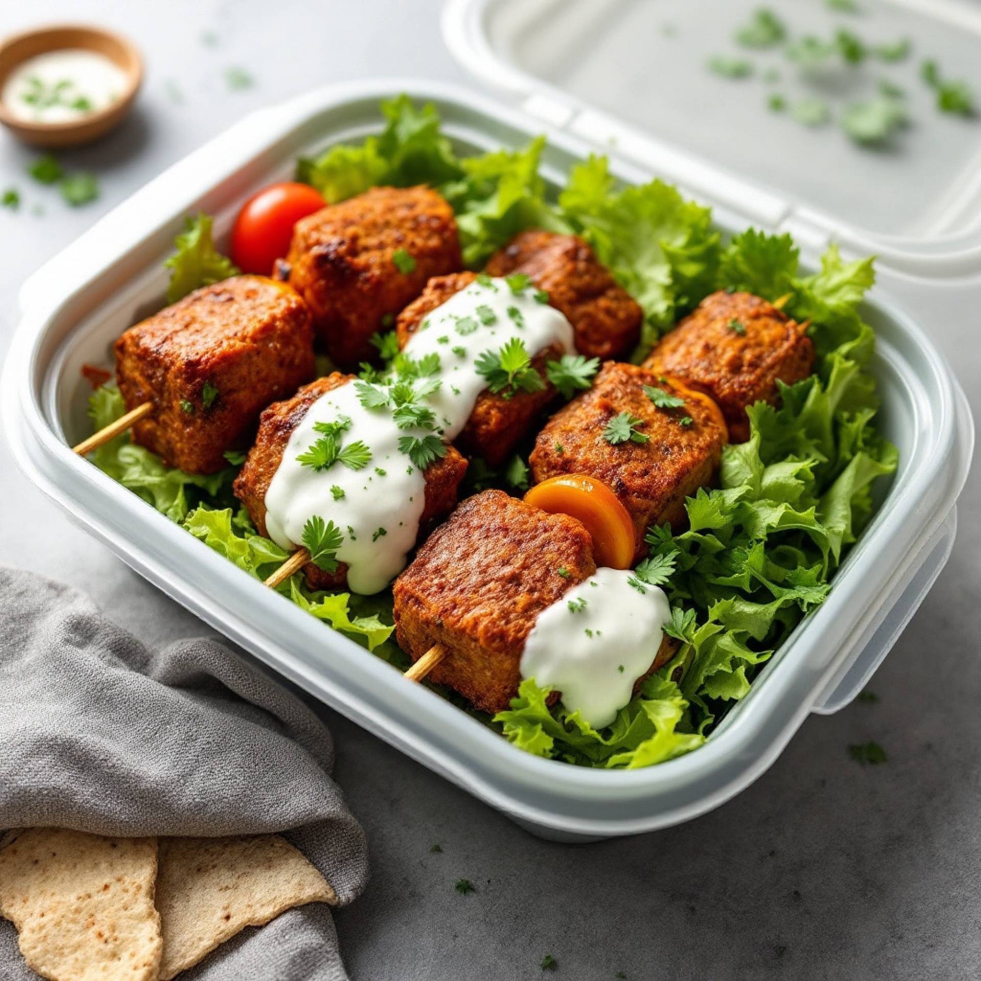 Beef Kofta kabob with Yogurt Sauce