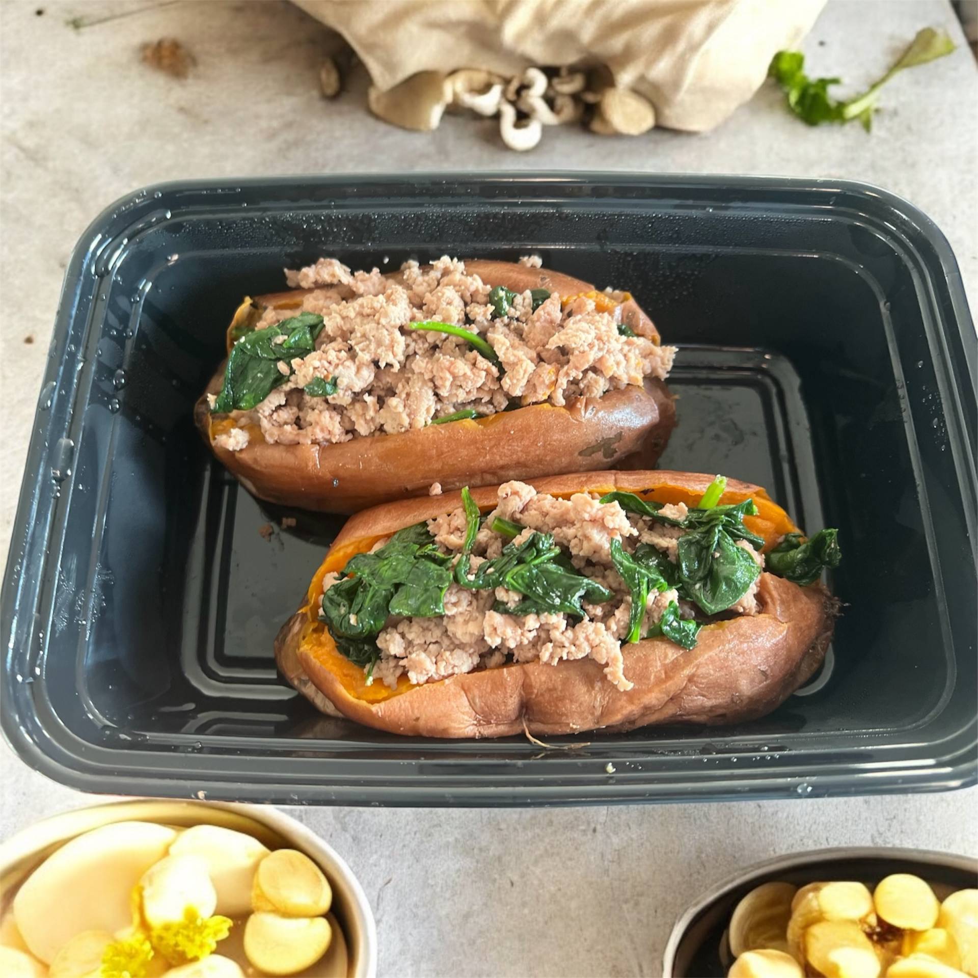 Turkey And Spinach Stuffed Sweet Potatoes